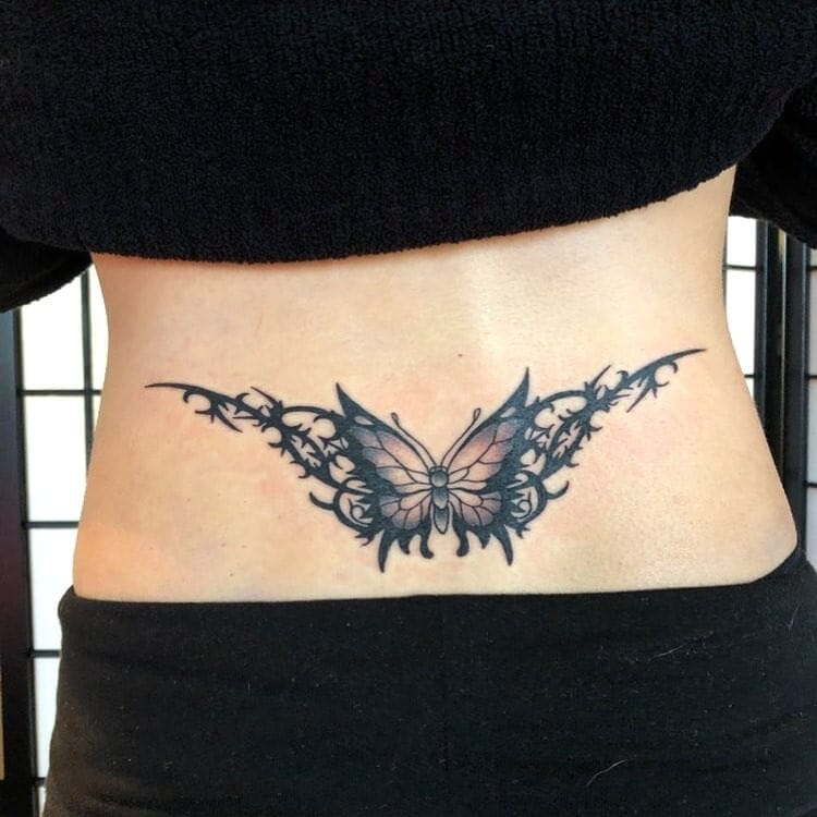 Gothic Tribal Butterfly Tattoo